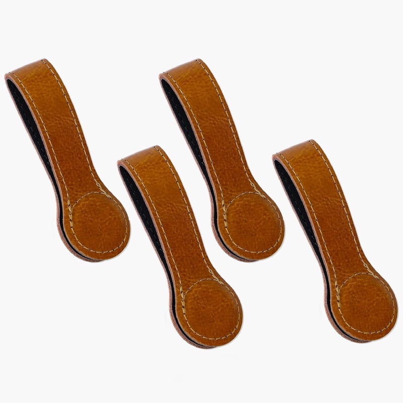 Sozize Leather Magnetic Kitchen and Bathroom Towel Clips for Oven Handle, Towel Rods or Racks (4, Light Brown) - Image 1
